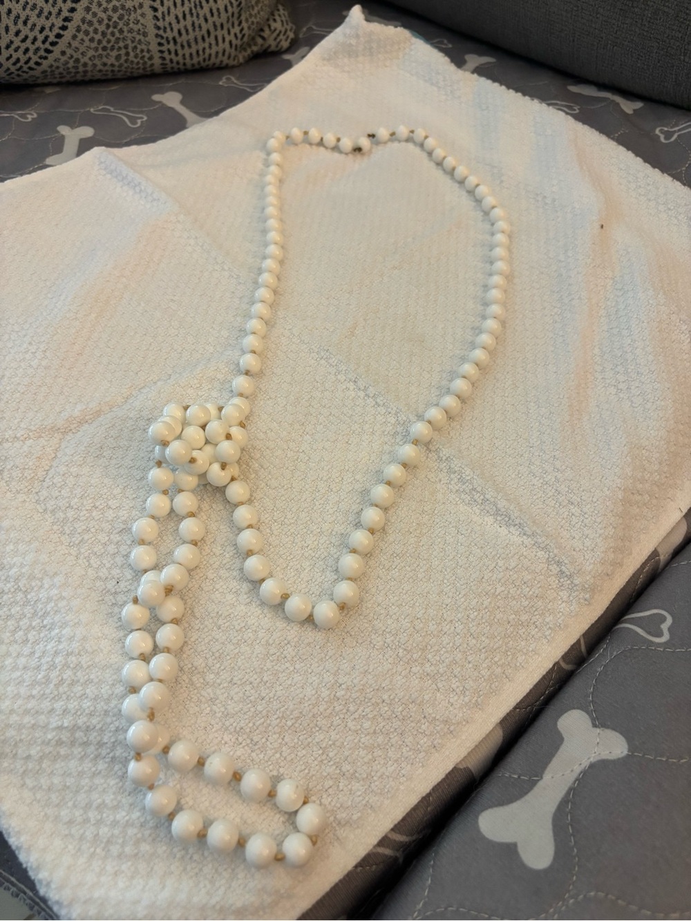 Classic White Beaded Long Necklace - Elegant Layered Style